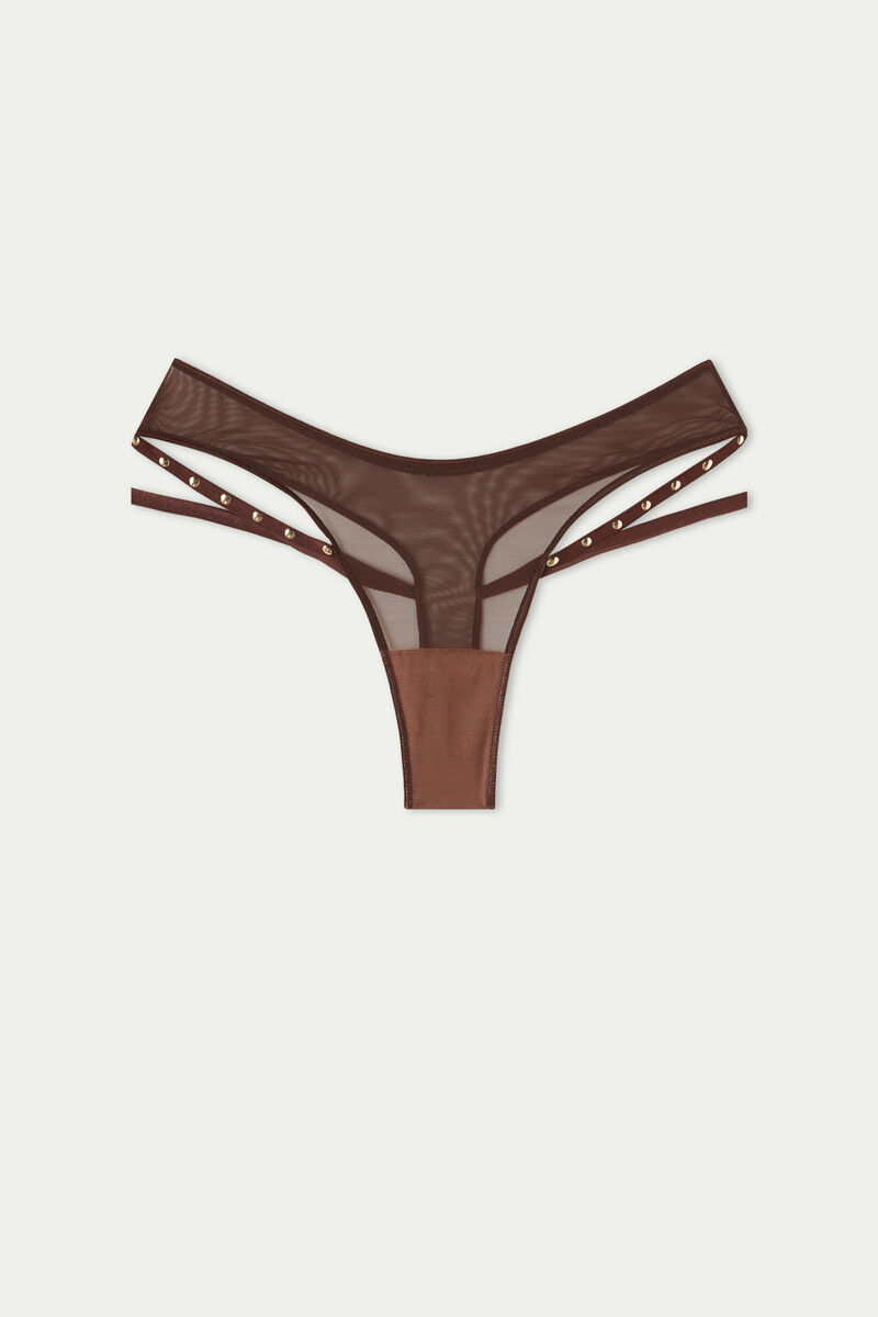 Street Mesh High Waist Brazilian Panties for Womens